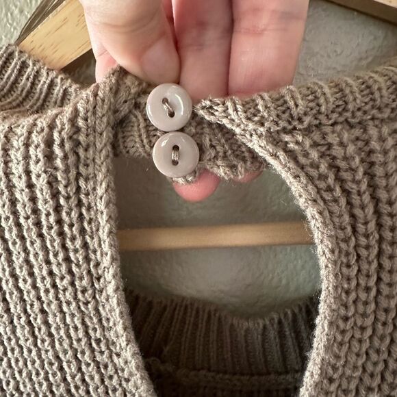 Mable Sloan Knit Oversized Sweater Romper Taupe Brown Size S / M - Picture 8 of 9